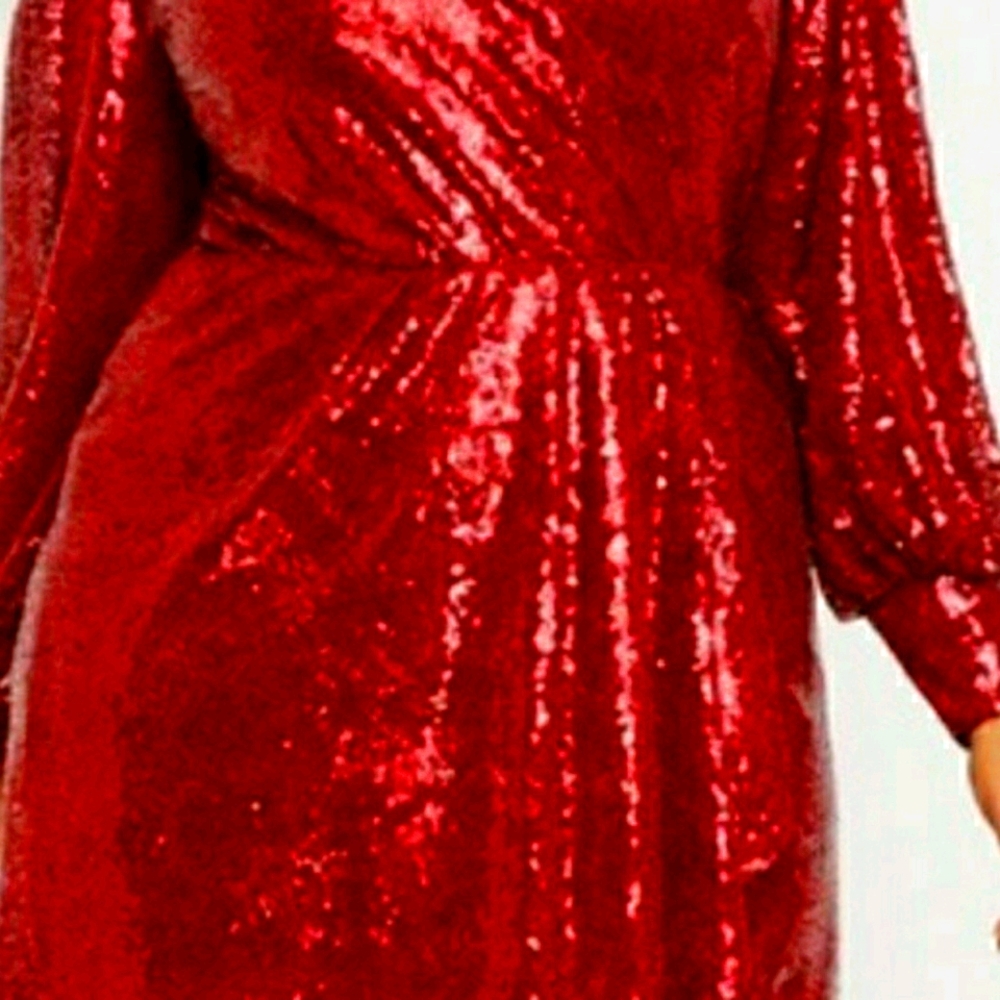 Eloquii Sexy Red Sequins Wrap Dress New